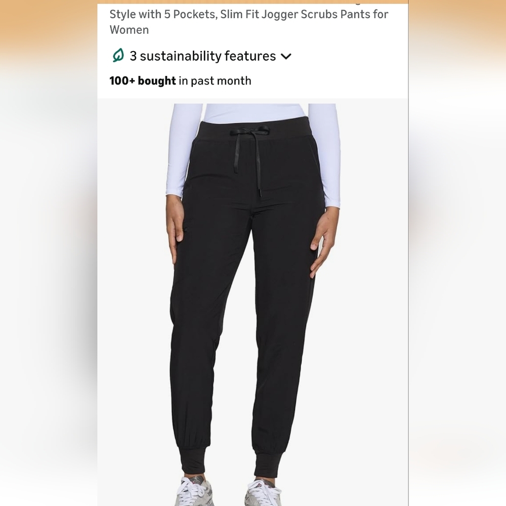 Slim Fit Women's Jogger Scrub Pants - Black